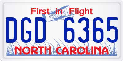 NC license plate DGD6365