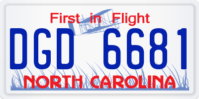NC license plate DGD6681
