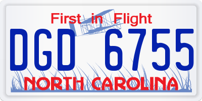 NC license plate DGD6755