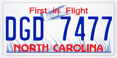NC license plate DGD7477