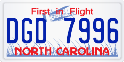 NC license plate DGD7996
