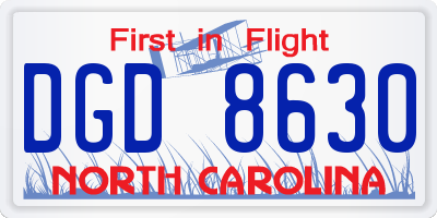 NC license plate DGD8630