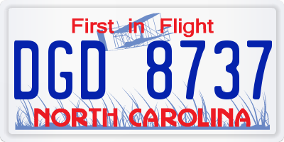 NC license plate DGD8737
