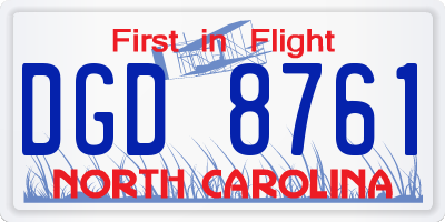 NC license plate DGD8761