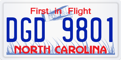 NC license plate DGD9801