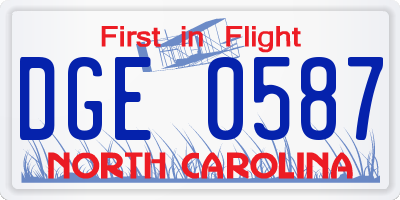 NC license plate DGE0587