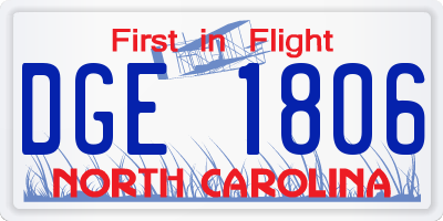 NC license plate DGE1806