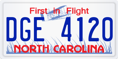 NC license plate DGE4120