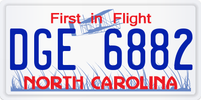 NC license plate DGE6882
