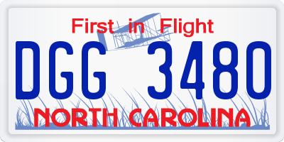 NC license plate DGG3480