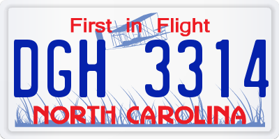 NC license plate DGH3314