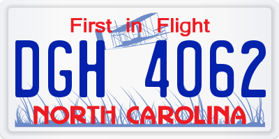 NC license plate DGH4062