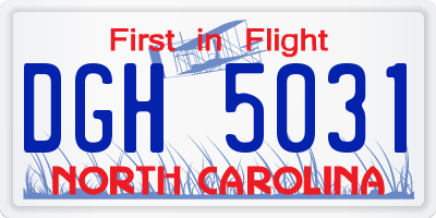 NC license plate DGH5031