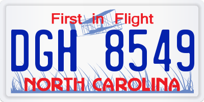 NC license plate DGH8549
