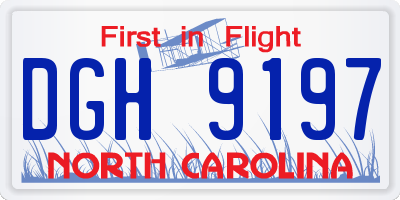 NC license plate DGH9197