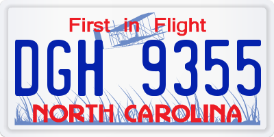 NC license plate DGH9355