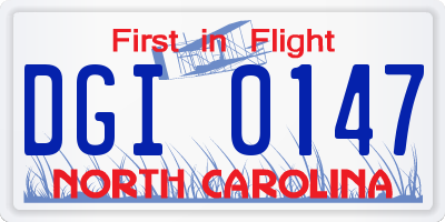 NC license plate DGI0147
