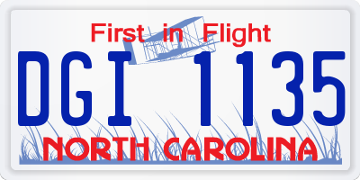 NC license plate DGI1135