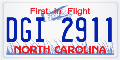 NC license plate DGI2911