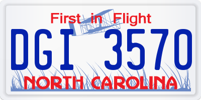 NC license plate DGI3570