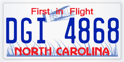 NC license plate DGI4868