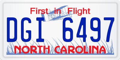 NC license plate DGI6497