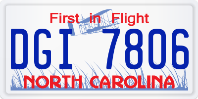 NC license plate DGI7806
