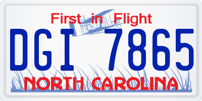 NC license plate DGI7865