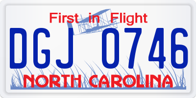 NC license plate DGJ0746