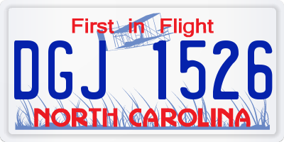 NC license plate DGJ1526