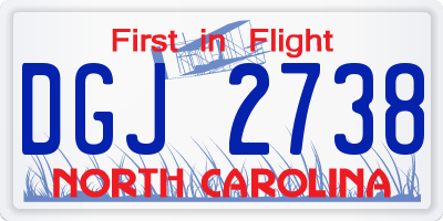 NC license plate DGJ2738