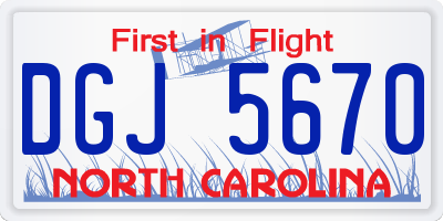 NC license plate DGJ5670