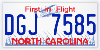 NC license plate DGJ7585