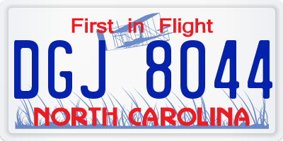 NC license plate DGJ8044