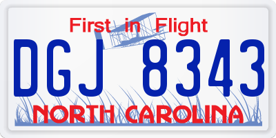 NC license plate DGJ8343