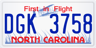 NC license plate DGK3758