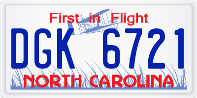 NC license plate DGK6721