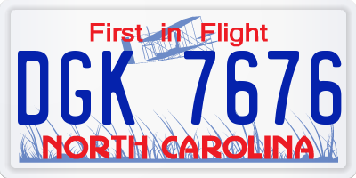 NC license plate DGK7676