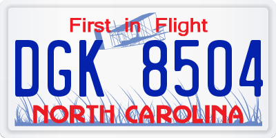 NC license plate DGK8504