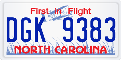 NC license plate DGK9383