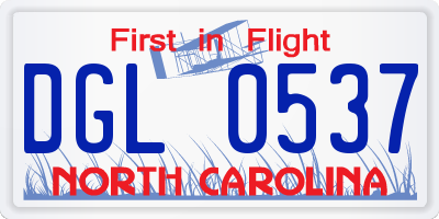 NC license plate DGL0537