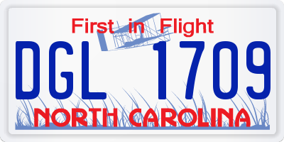 NC license plate DGL1709