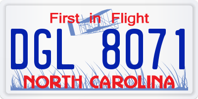 NC license plate DGL8071