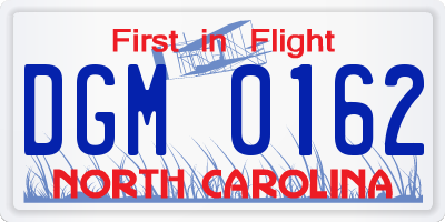 NC license plate DGM0162
