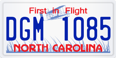 NC license plate DGM1085