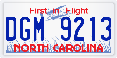 NC license plate DGM9213