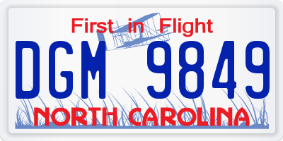 NC license plate DGM9849