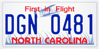 NC license plate DGN0481