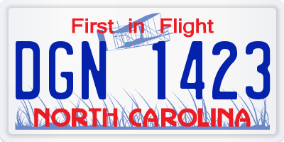NC license plate DGN1423