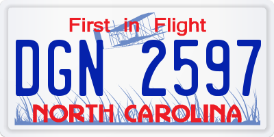 NC license plate DGN2597